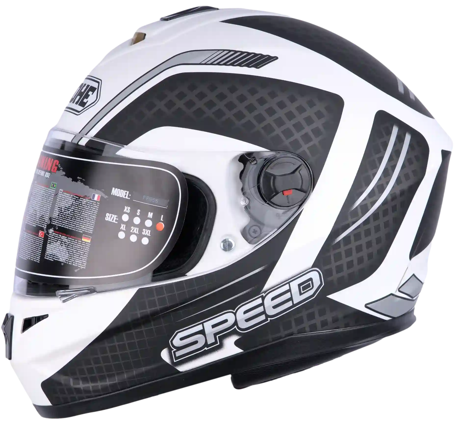 CASCO YOHE FF966 18#C NEGRO MATE/BLANCO